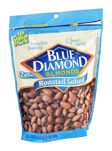 Blue Diamond Almond Rstd Salted, 16 Oz, Pack of 6