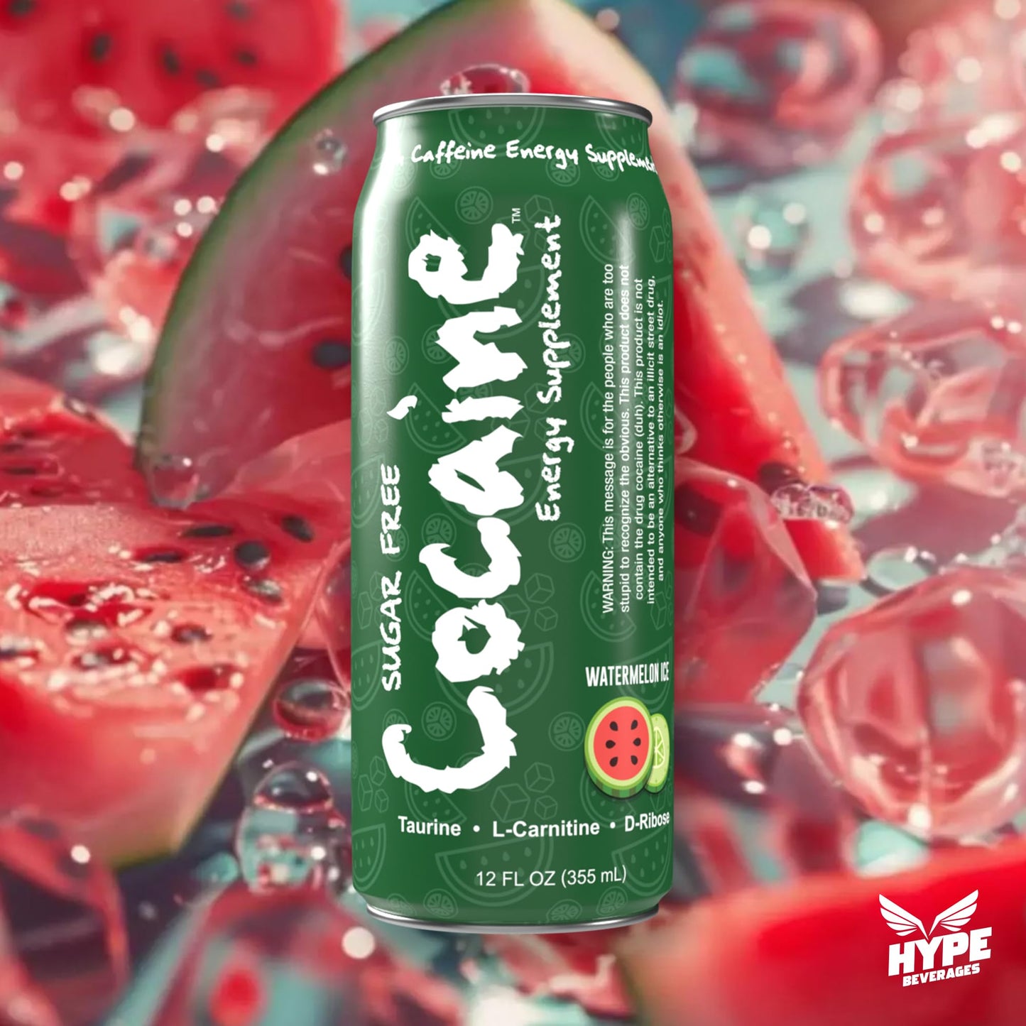 Hype Beverages Official Pre Workout Sugar Free Watermelon Energy Drink - 280mg Caffeine, 750mg Taurine, 50mg L-Carnitine, Vitamin C, B6, B12 - Healthy