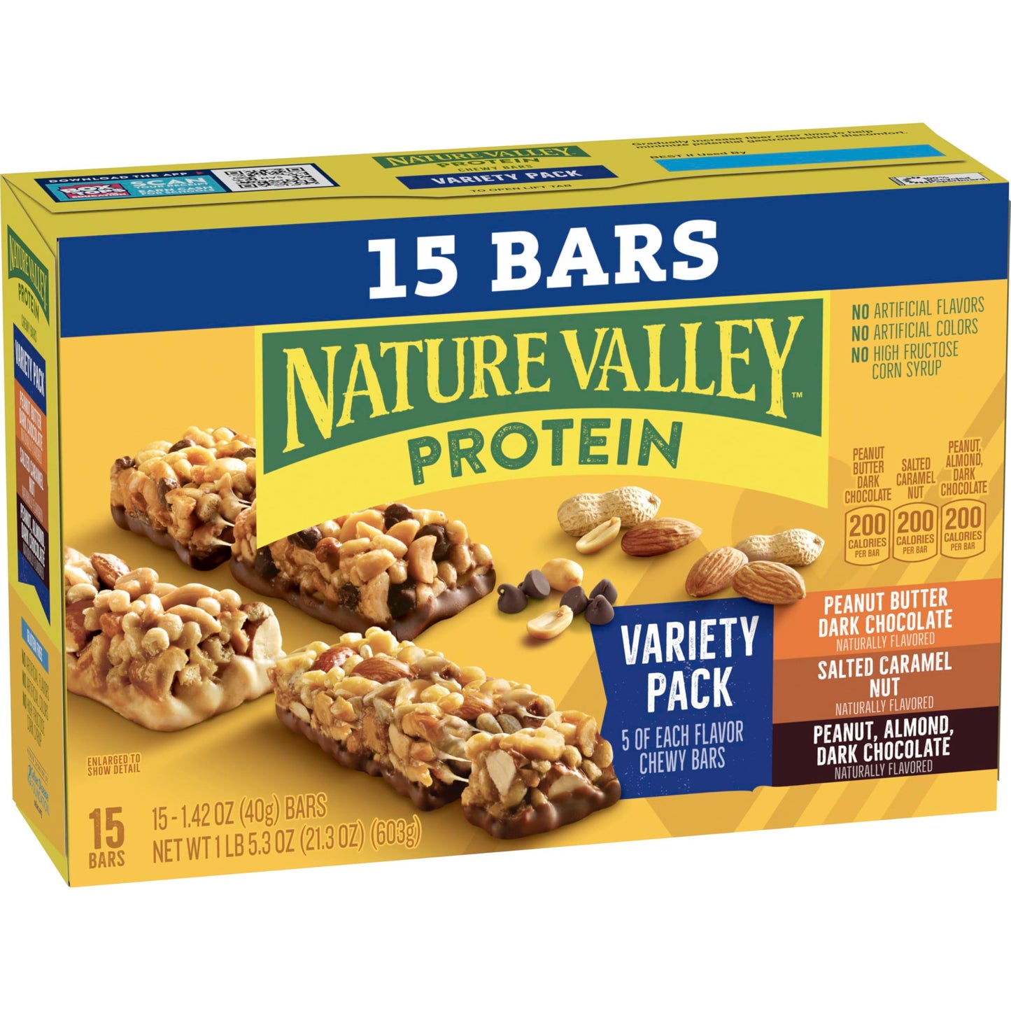 Nature Valley Protein Bars Variety Pack, Gluten Free Chewy Granola Snack Bars, 10g Protein, Peanut Butter Dark Chocolate, Salted Caramel Nut, Peanut