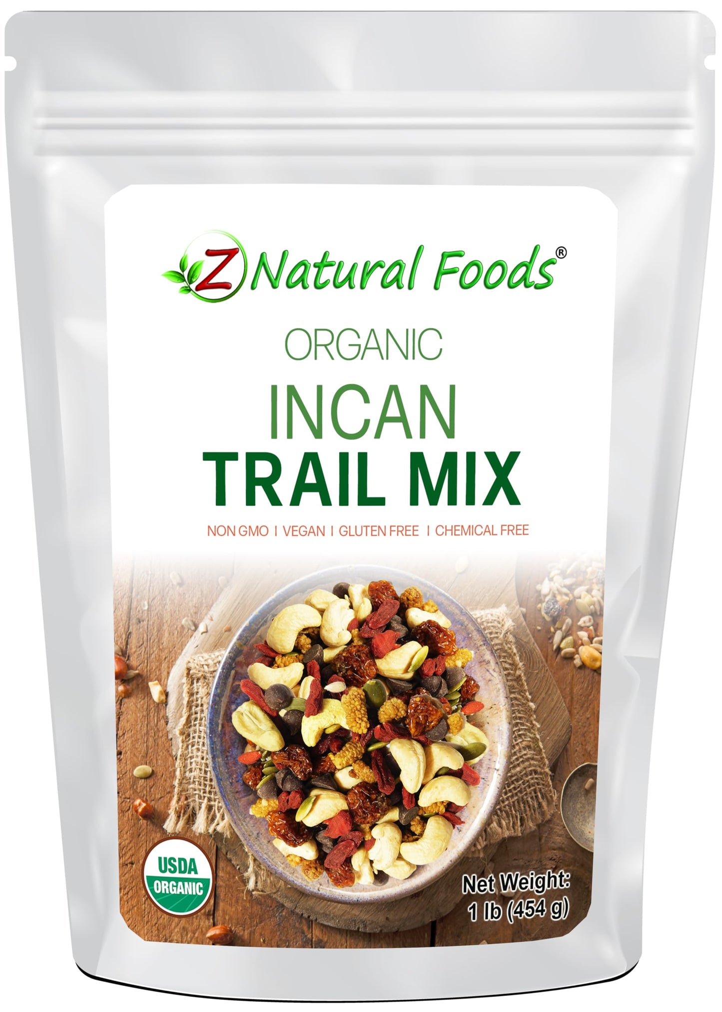 Organic Incan Trail Mix - Raw Superfood Snack - Cashews + Sunflower Seeds + Dark Chocolate Chips + Pumpkin Seeds + White Mulberries + Goji Berries +