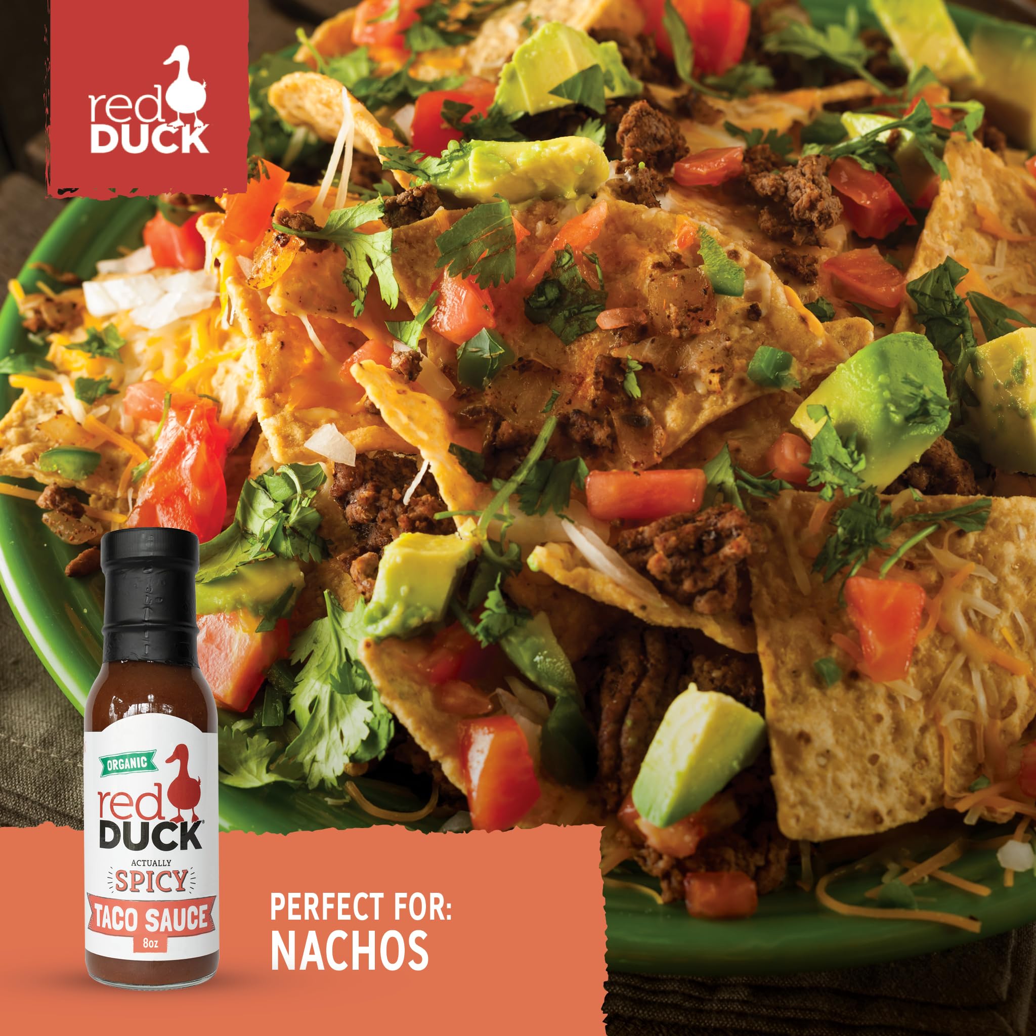 Red Duck Actually Spicy Organic Taco Sauce - Gluten-Free, Vegan, 8 ounces