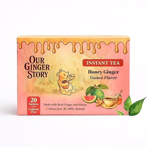 Premium Honey Ginger Instant Tea Crystals Guava Flavor 20 Sachets Real Ginger Real Honey Pure Cane Sugar Caffeine Free Hot Or Cold Single Serve Drink