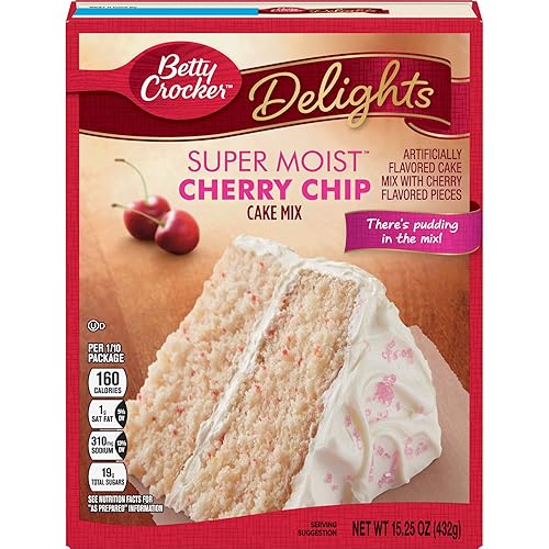 Betty Crocker Supermoist Cherry Chip Cake Mix, 15.25 Ounce -- 12 per case.