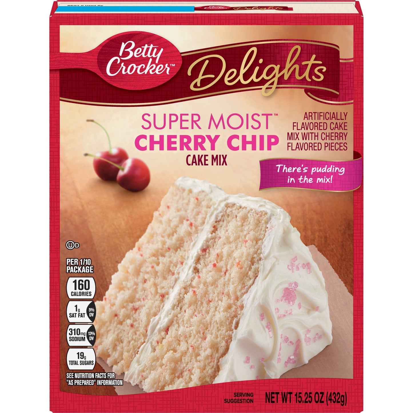 Betty Crocker Supermoist Cherry Chip Cake Mix, 15.25 Ounce -- 12 per case.