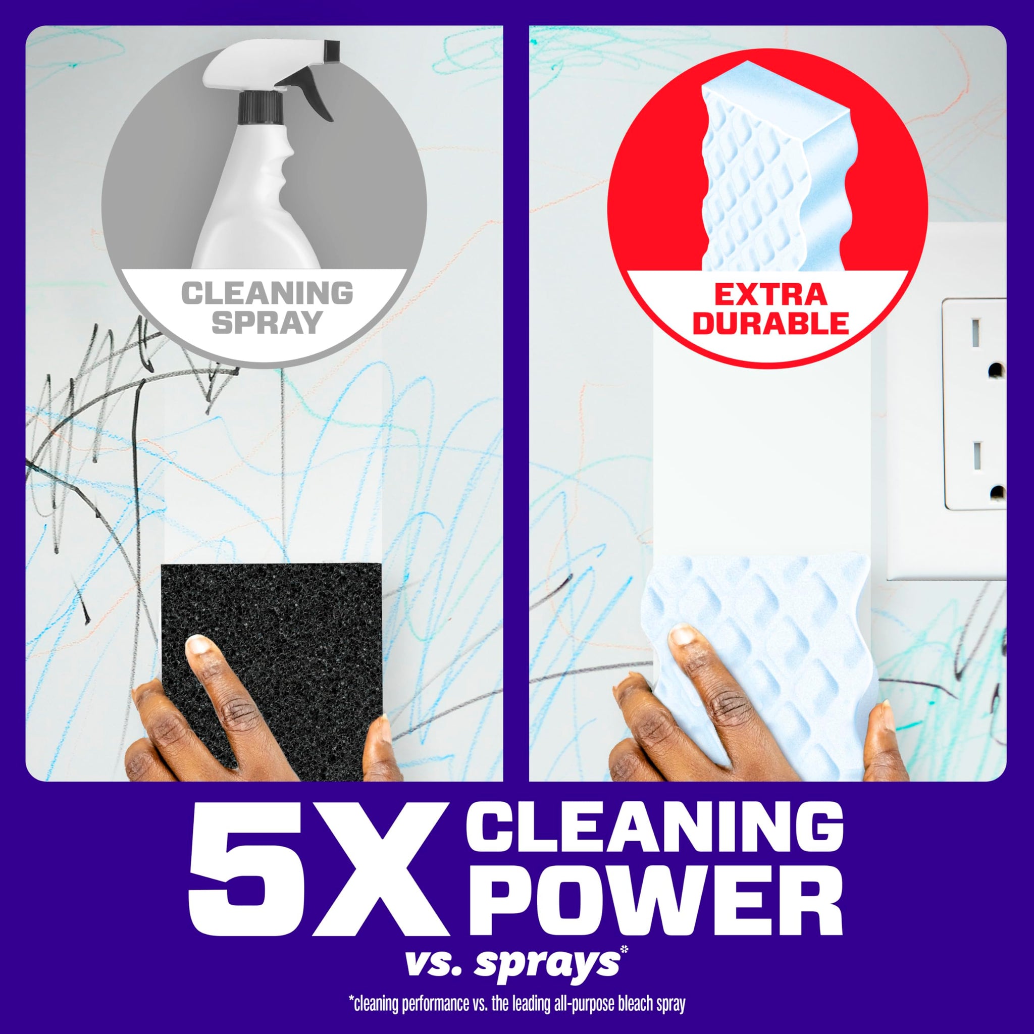 Mr. Clean Magic Eraser Sponge, All Purpose Cleaner, Cleaning Scrubber, Wall, Kitchen, Bathroom, Shower Cleaner, Melamine Sponge, Cleaning Pads