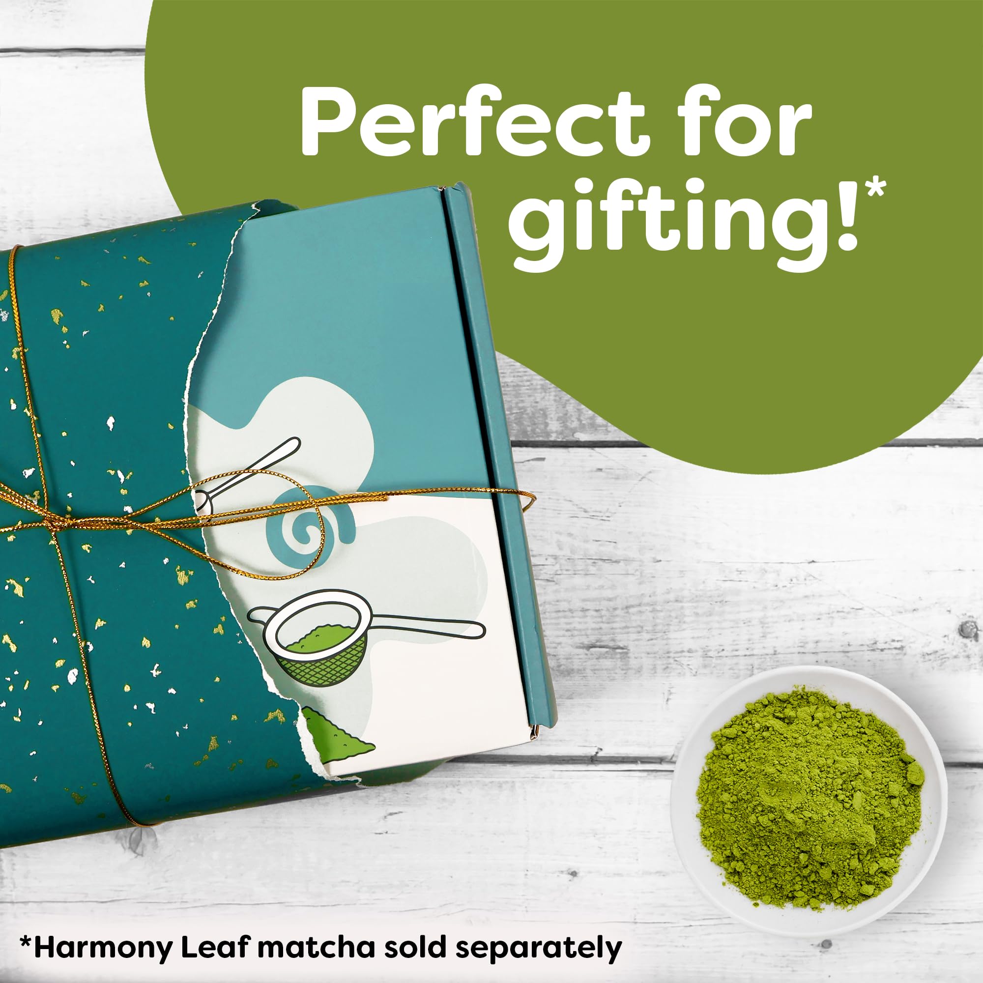 Modern Matcha Complete Kit, 4 Piece Set with Sifter, One Half Teaspoon Scoop, Ceramic Bowl and Electric Milk Frother