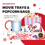 Valentines Movie Night Gift basket - Valentines popcorn bags and candy for Valentine gifts - Valentines day gift baskets for kids and adults