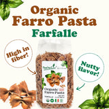 Food to Live - Organic Farro Farfalle Pasta, 1.1 lb (Pack of 16) - Italian Whole Wheat and Non-GMO Bow-tie Pasta, Single Ingredient