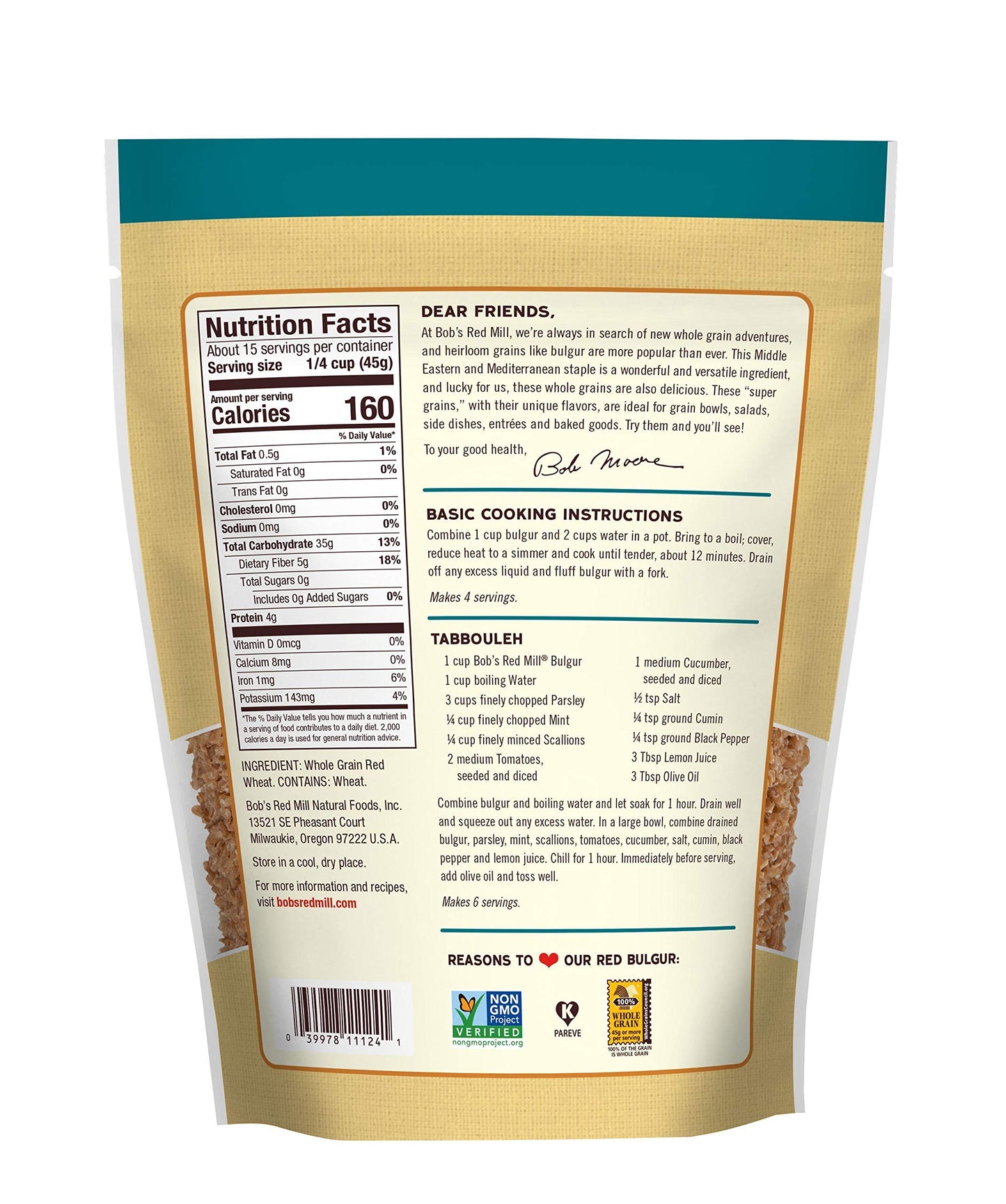 Bob's Red Mill Red Bulgur Hard Wheat, 24 Ounce (Pack of 2)