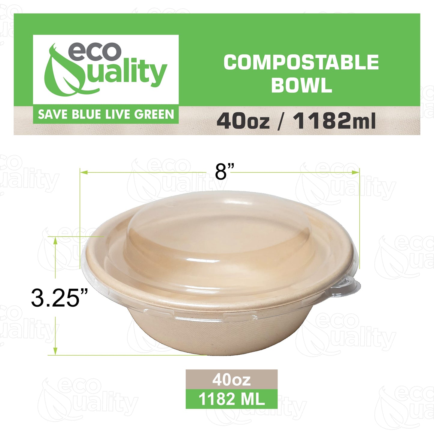 [25 Pack] 40 oz Round Disposable Compostable Paper Bowls with Dome Lids Heavy-Duty, Eco-Friendly Natural Bagasse Unbleached, Heat Resistant, 100%