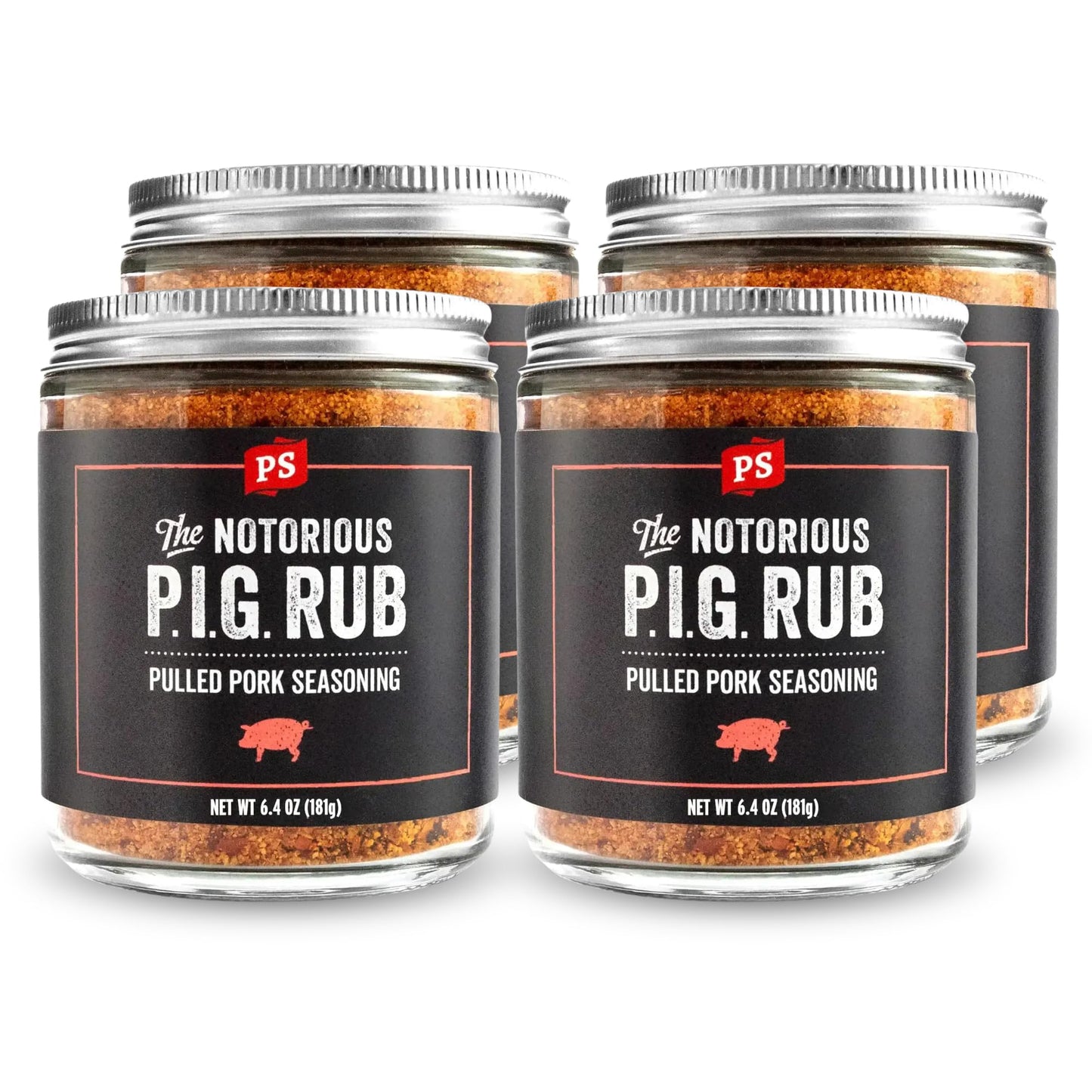 PS Seasoning Notorious PIG Sweet Brown Sugar Pulled Pork Rub 4 pack - Smoky BBQ Pork Butt Seasoning for Ribs, Shoulder and Chops - Barbecue Dry Rub