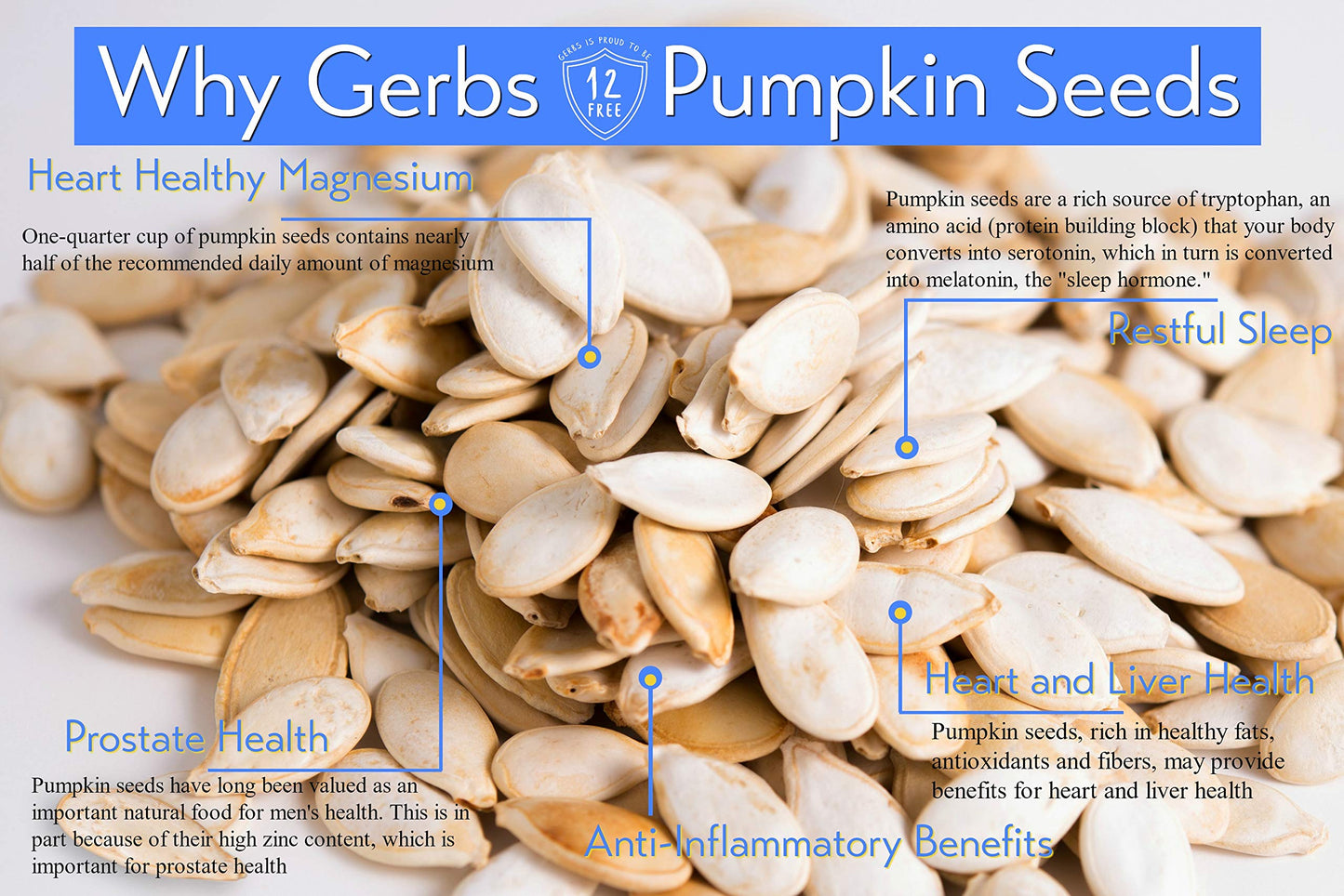 Sea Salted Roasted Pumpkin Seeds in Shell by Gerbs - 4 LBS - Top 11 Food Allergen Free & Non GMO - Premium Whole Pepitas, Product of USA