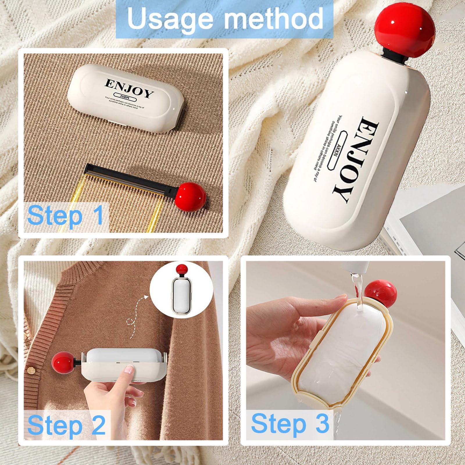 Washable 2-in-1 Lint Roller Reusable Lint Roller for Dog Cat Pet Hair Remover Clothing Pilling Table Top Carpet?Portable Travel Outdoor Activities