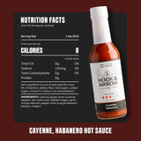Hook & Arrow Cayenne Habanero Hot Sauce - Low Sugar Louisiana Style Garlic Pepper Sauce - Medium Spice Red Hot Sauce - Gluten-Free, Vegan, Paleo (5 fl