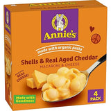 Annie's Shells and Real Aged Cheddar, Made with Organic Pasta and Real Cheese, 4 Ct, 24 oz