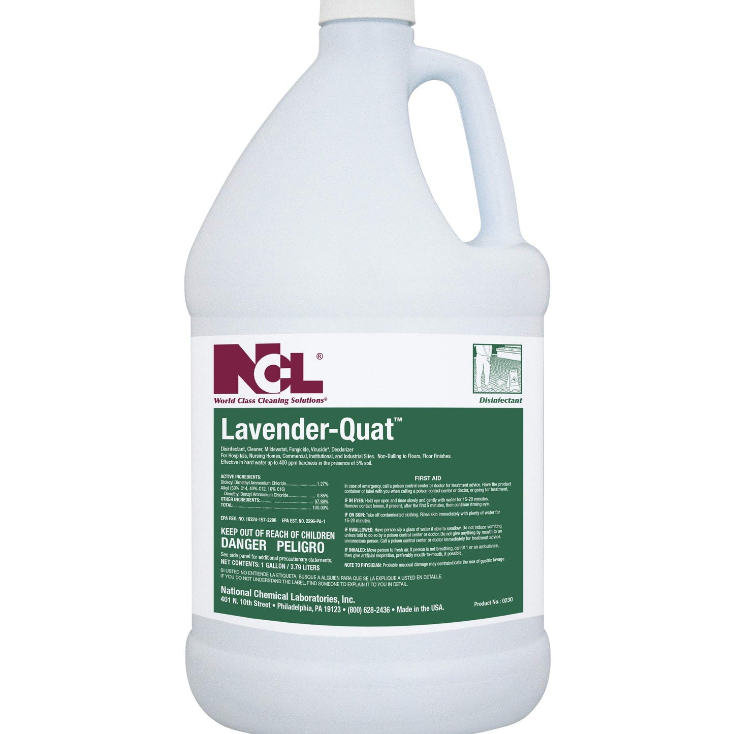 LIJA LAVENDER-QUAT Disinfectant Cleaner 4 x 1 Gallon, Makes 128 Gallons of Disinfectant Cleaner. (NCL0230-29)