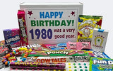 RETRO CANDY YUM ~ 1980 46th Birthday Ideas ~ Retro Decade 80s Candy Gag Gift Basket Box Assortment From Childhood ~ Milestone Birthday Gifts