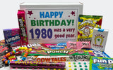 RETRO CANDY YUM ~ 1980 46th Birthday Ideas ~ Retro Decade 80s Candy Gag Gift Basket Box Assortment From Childhood ~ Milestone Birthday Gifts