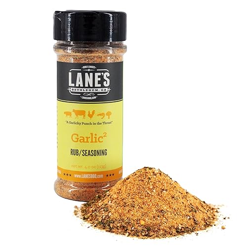 Lane's Garlic² Seasoning Blend, 4 Oz, Garlic and Herb Seasoning with Salt, Onion, Black Pepper, & Turmeric. All Purpose Dry Rub for Cooking Beef