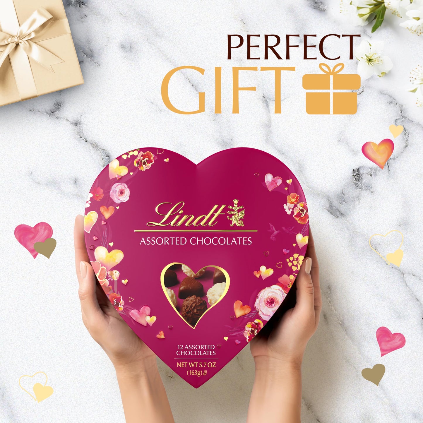 Lindt Valentine's Gourmet Heart Assorted Chocolate Candy Truffles, 5.7 oz.