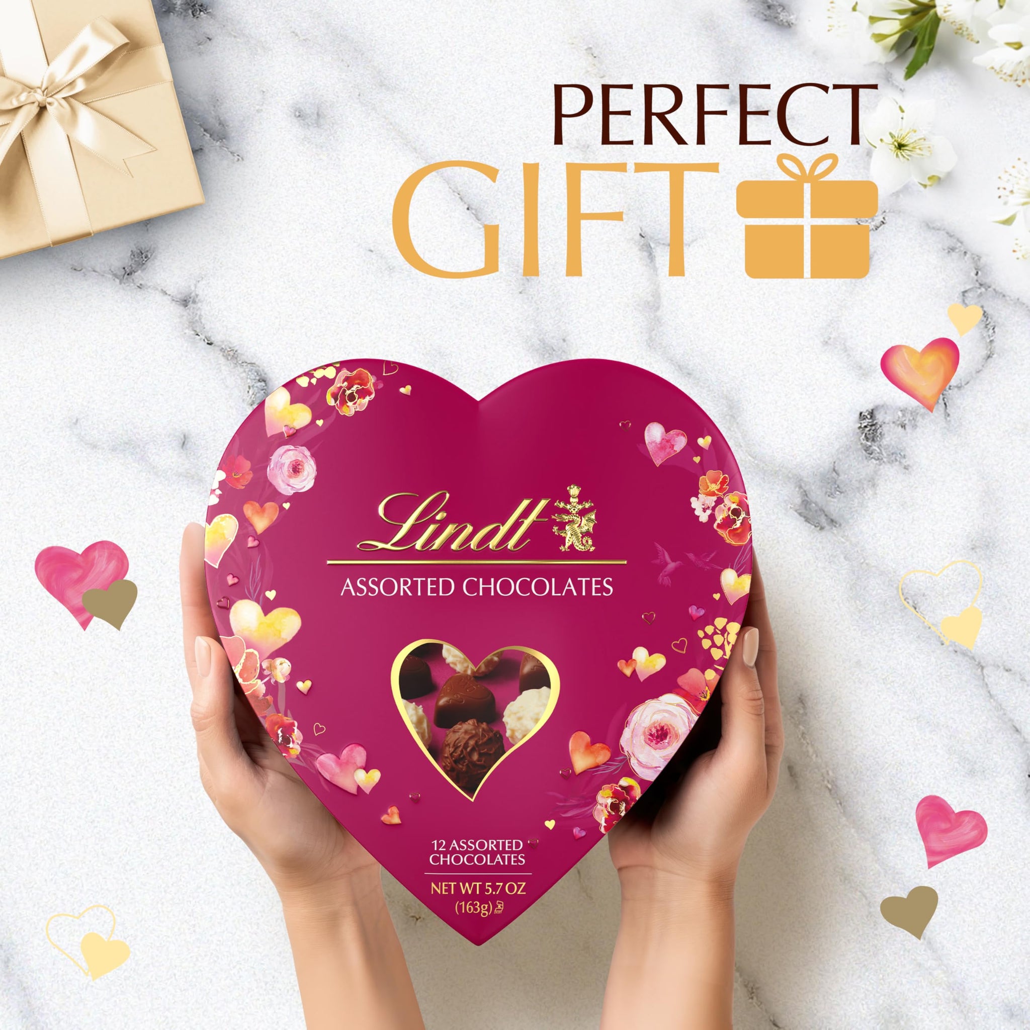 Lindt Valentine's Gourmet Heart Assorted Chocolate Candy Truffles, 5.7 oz.