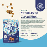Eat Omega 3 Mega O’s Vanilla Bean Cereal Bites - Gluten-Free, Dairy-Free, Plant-Based Protein Snack with Omega-3 & Omega-6, Low Sugar, Peanut-Free