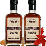 Bourbon Barrel Aged Maple Syrup, Gluten Free Maple Syrup Grade A Amber Rich Taste in Sustainable 12 oz. Glass Bottles, American Made Maple Syrup