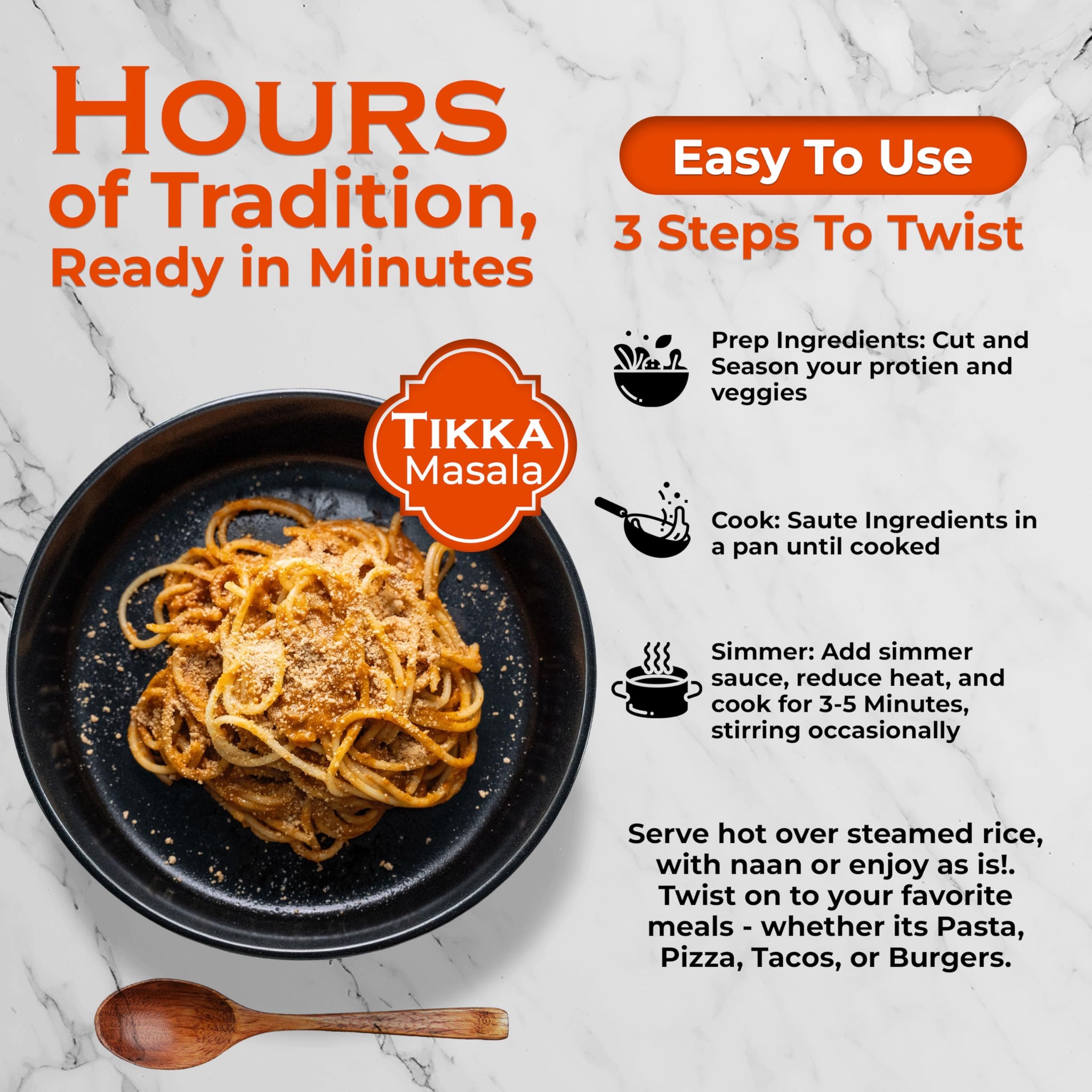 Twist Foods Tikka Masala Sauce | Mild Indian Simmer Sauce | Authentic Restaurant-Style Indian Curry Sauce| Gluten-Free | No Preservatives or