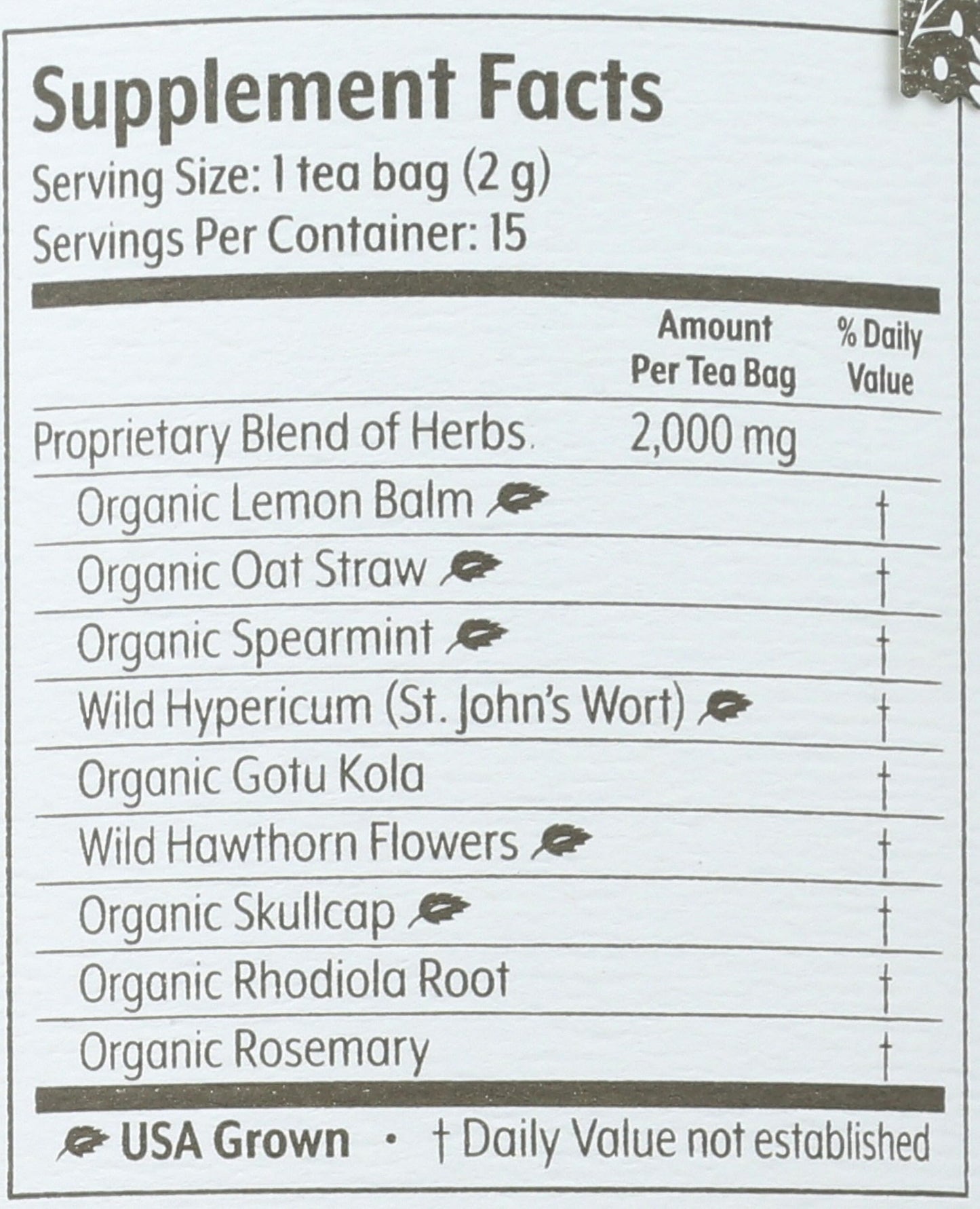 FLYING BIRD BOTANICALS Tea, Peaceful Spirit, 15 CT