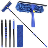 Kleen Handler 2-in-1 Window Squeegee with 60” Extendable Pole, Rotatable Glass Cleaner Tool for Commercial and Residential Use, 2 Reusable Sleeves