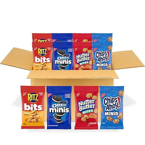 OREO Minis Cookies, CHIPS AHOY! Minis Cookies, Nutter Butter Bites & RITZ Bits Cheese Crackers Variety Pack, 15 Snack Packs