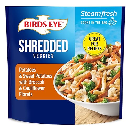Birds Eye Steamfresh Shredded Potatoes and Sweet Potatoes with Broccoli and Cauliflower Florets, Convenient Frozen Vegetables, 10 OZ Bag