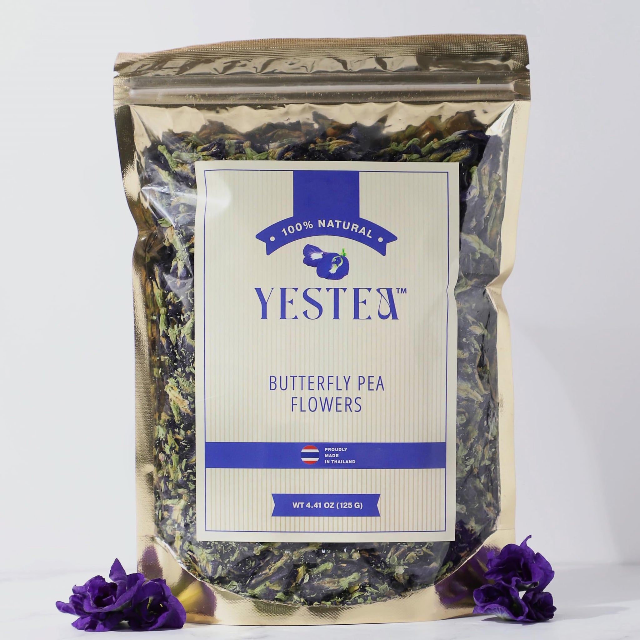 YESTEA Butterfly Pea Flower 4.41 oz (375+ Cups) Small-Batch and Handpicked from Thailand - Non GMO Rich in Antioxidants, Caffeine Free, Vegan