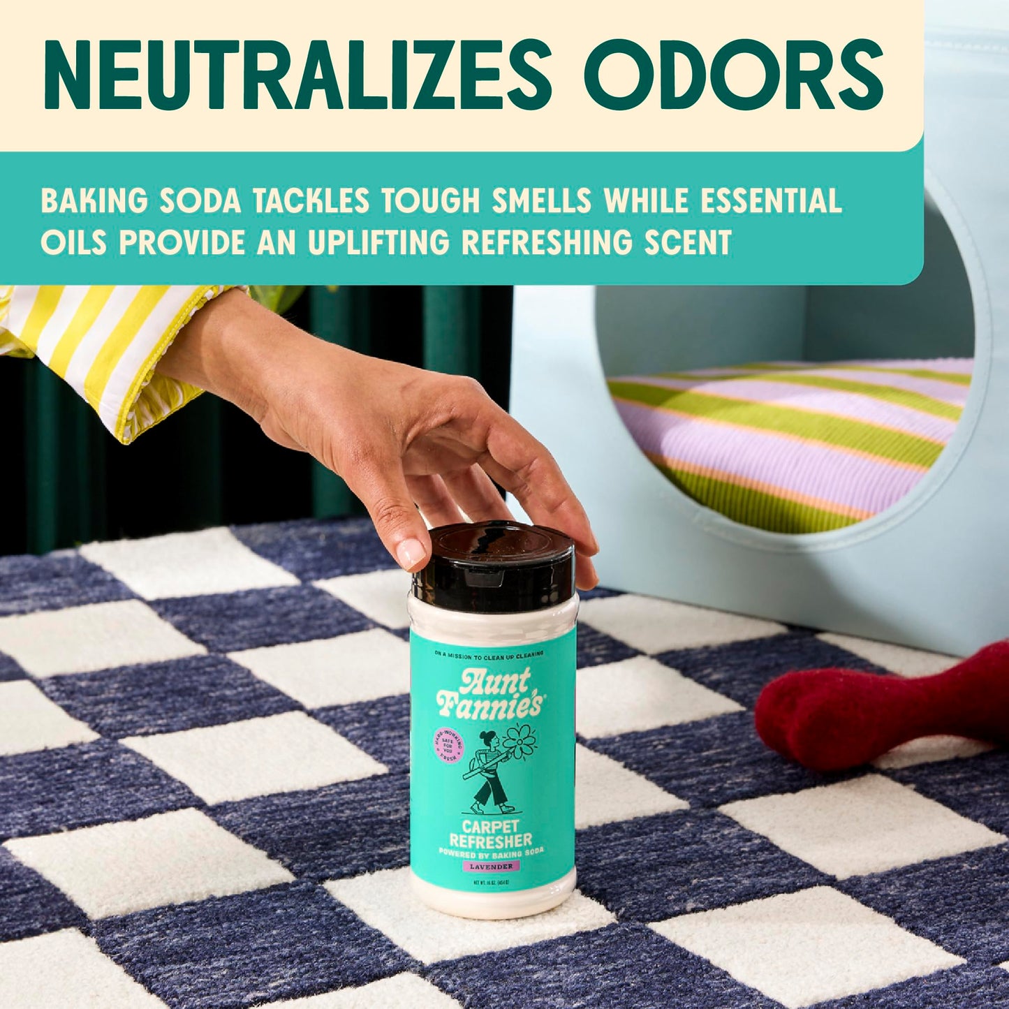 Aunt Fannie's Carpet Refresher & Deodorizer Powder, Multi-Purpose Carpet, Rug, and Upholstery Odor Eliminator for Homes with Cats and Dogs, Lavender