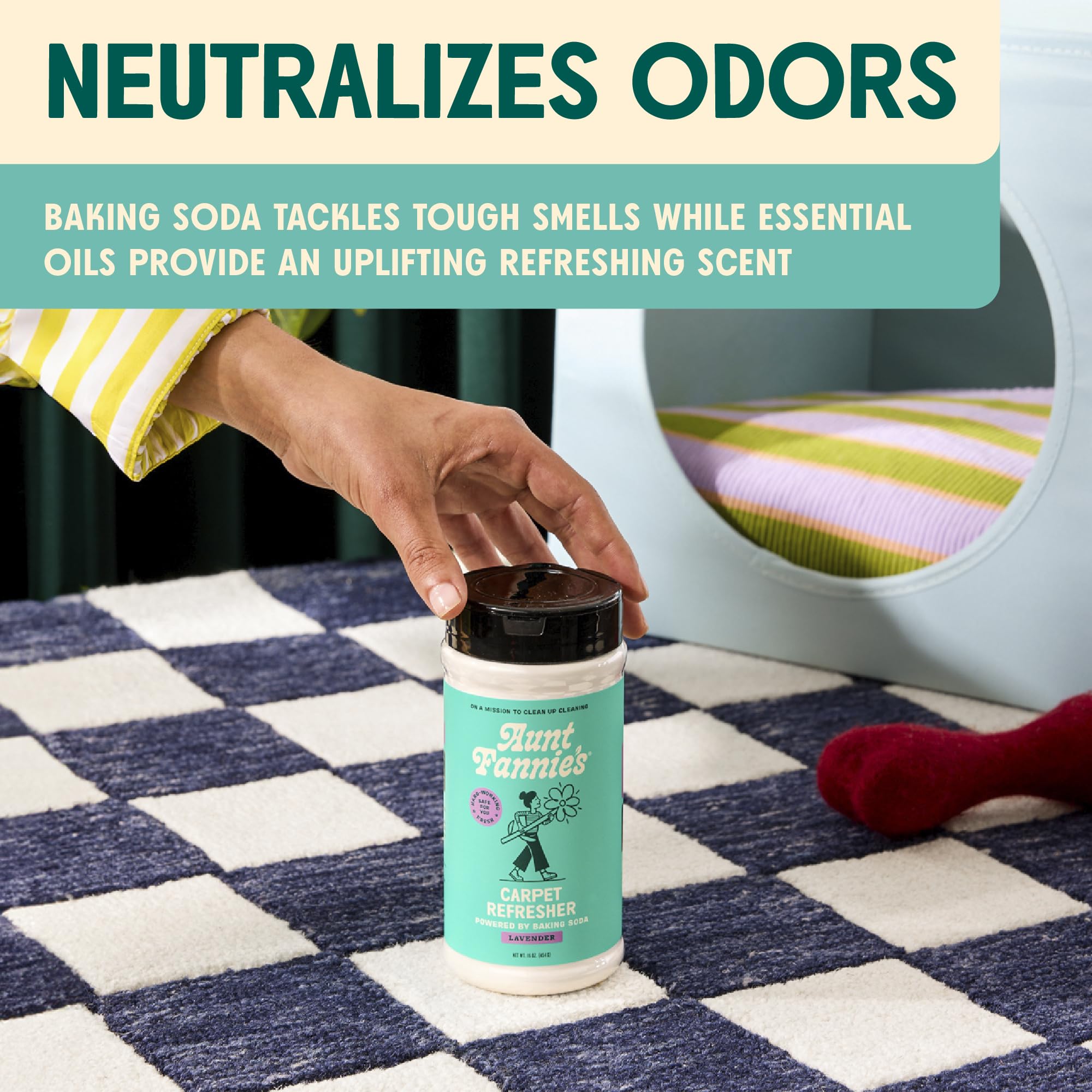 Aunt Fannie's Carpet Refresher & Deodorizer Powder, Multi-Purpose Carpet, Rug, and Upholstery Odor Eliminator for Homes with Cats and Dogs, Lavender