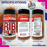 Killer Hogs Rib Rub Premium BBQ Barbecue Spice Seasoning 2 pk (22.68 oz) + Guide & Bottle Opener (4 Items)!