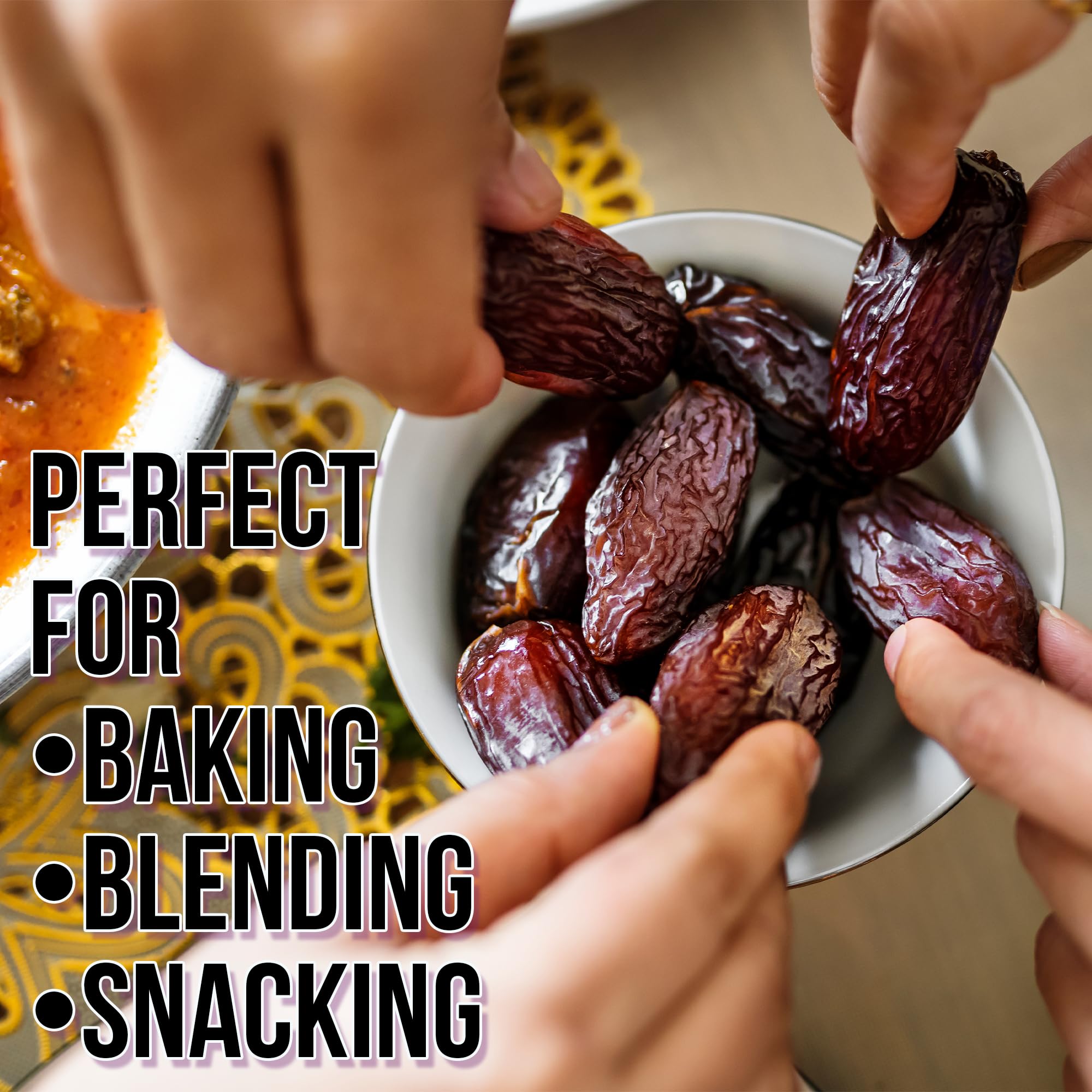 Medjool Premium Dates 16oz (1 lb) - Large Soft Dates - Natural Sweetener Snack - Non-GMO, No Added Sugar, Vegan, Kosher, Resealable Bag - Natural