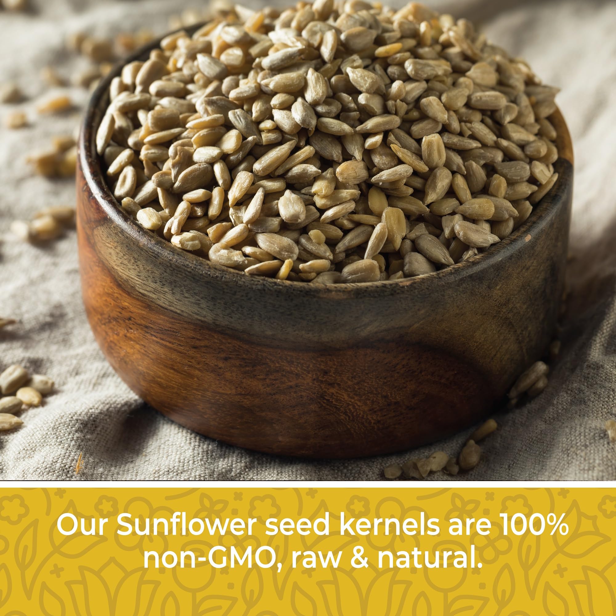 Sunflower Seeds Raw 2lbs - Unsalted Sunflower Seeds to Eat - Shelled Sunflower Seeds Bulk - Sun Flower Seeds for Eating - Sunflower Kernels - Raw