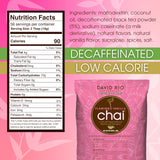 Flamingo Vanilla Decaffeinated Reduced Calorie Chai Tea Latte Mix, 48 Oz, Decaf Black Tea, Organic Spices, Sugar Free, Dairy Free, Serve Hot or Cold