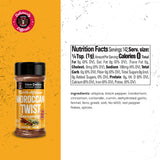 Sauce Goddess - Moroccan Twist Spice Shaker - Exotic Blend with Cardamom & Cinnamon, No Sugar, Gluten-Free, Low Sodium, Vegan - 4.5oz