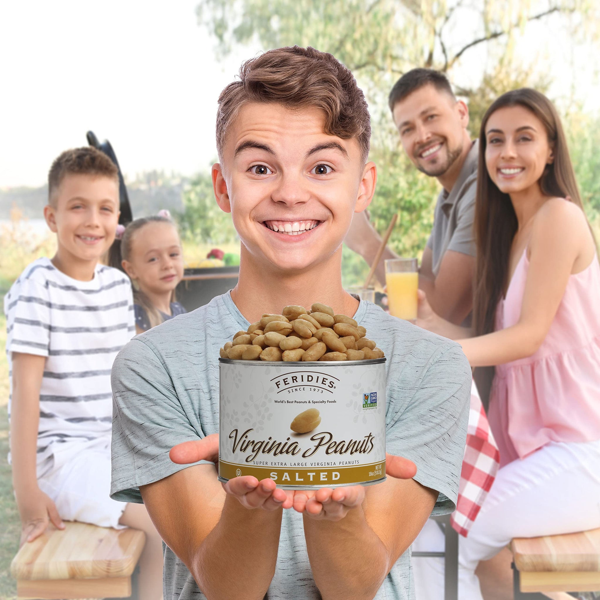 FERIDIES Extra Large Virginia Peanuts, Non-Gmo, No Preservatives, Cooked in Pure Peanut Oil, Vacuum-Sealed 1.12 Pound (Pack of 2) Salted