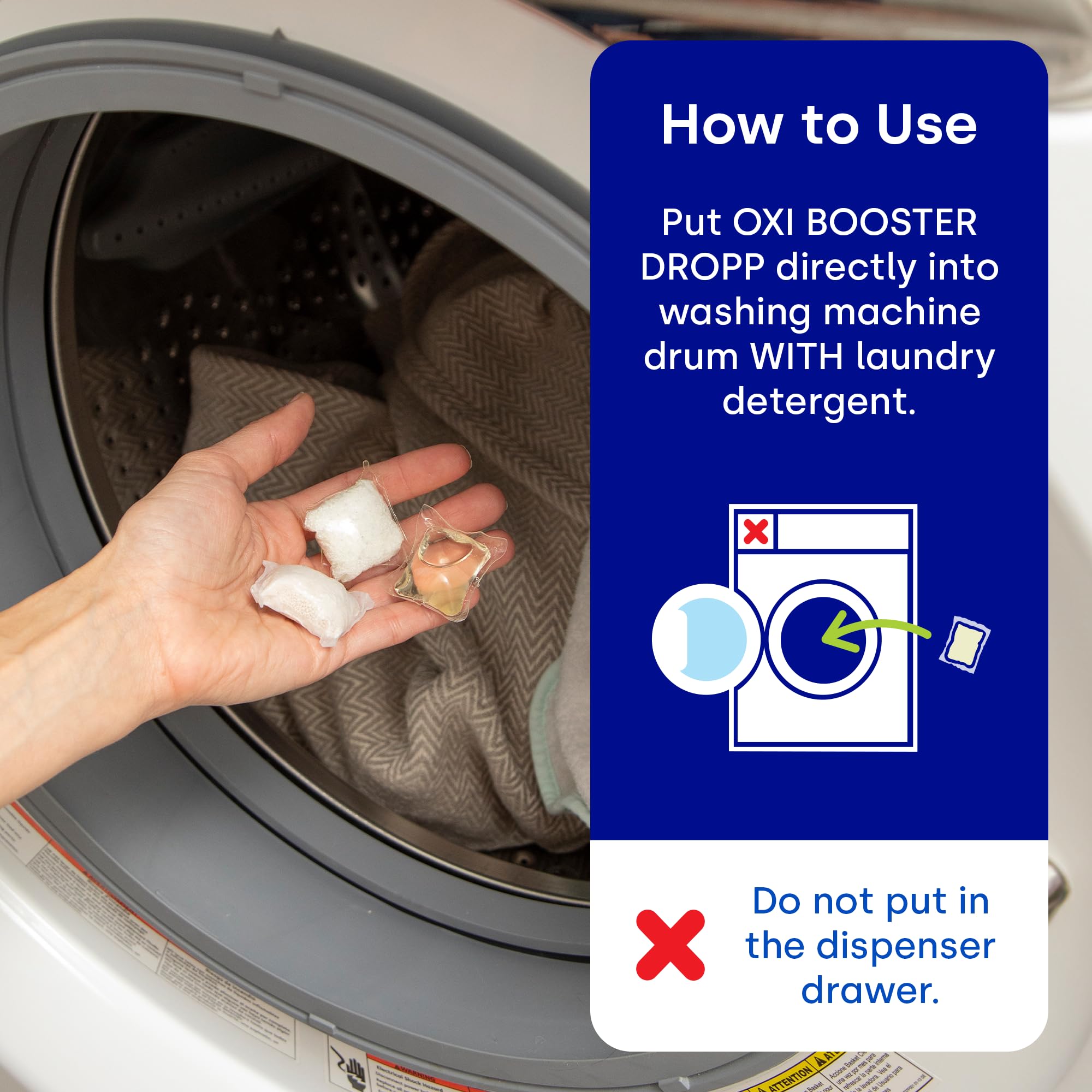 Dropps Oxi Booster Pods, Unscented (64 Count) - Laundry Whitener & Stain Remover | Free & Clear | Laundry Booster | Chlorine-Free Bleach Alternative |