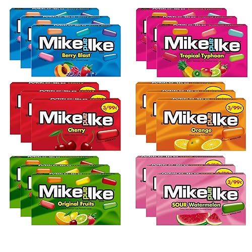 Mike Ike Chewy Candy Variety Pack, Assorted Flavors Mini Box 0.78 Ounce (Pack of 18)