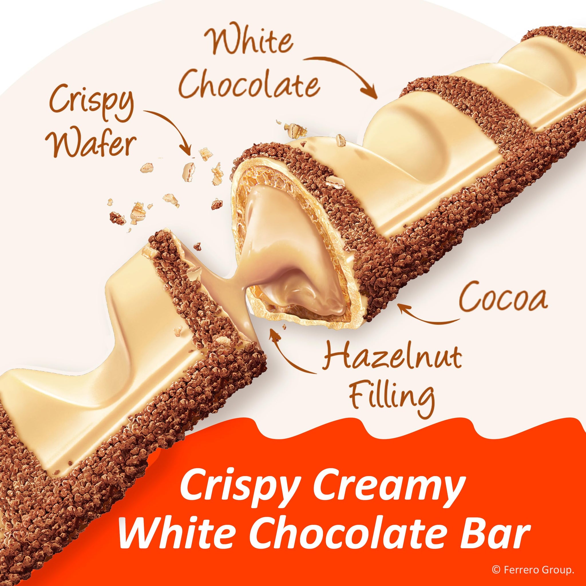 Kinder Bueno White Chocolate Bars with Hazelnut Filling, 30 Packs of 2, Bulk Chocolate Candy Bars for Game Day, Football Party Supplies, Snacks