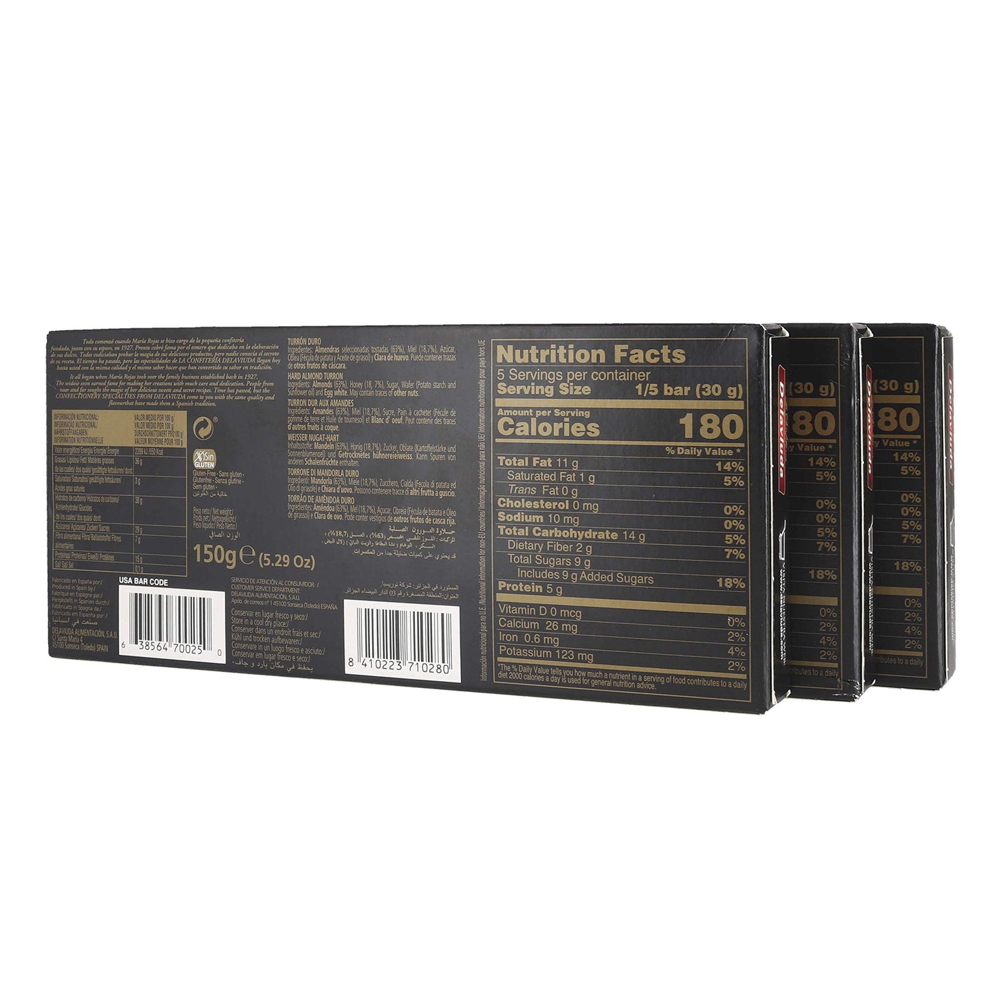 Delaviuda Turron Duro Crunchy Almond Nougat 5.29 OZ - (3 Pack)