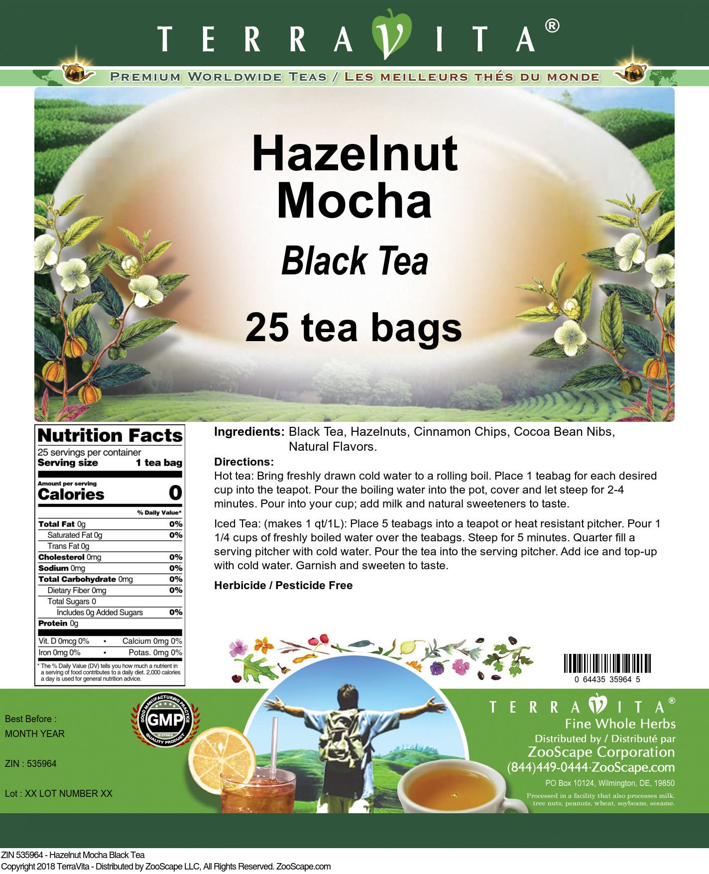 Hazelnut Mocha Black Tea (25 tea bags, ZIN: 535964)