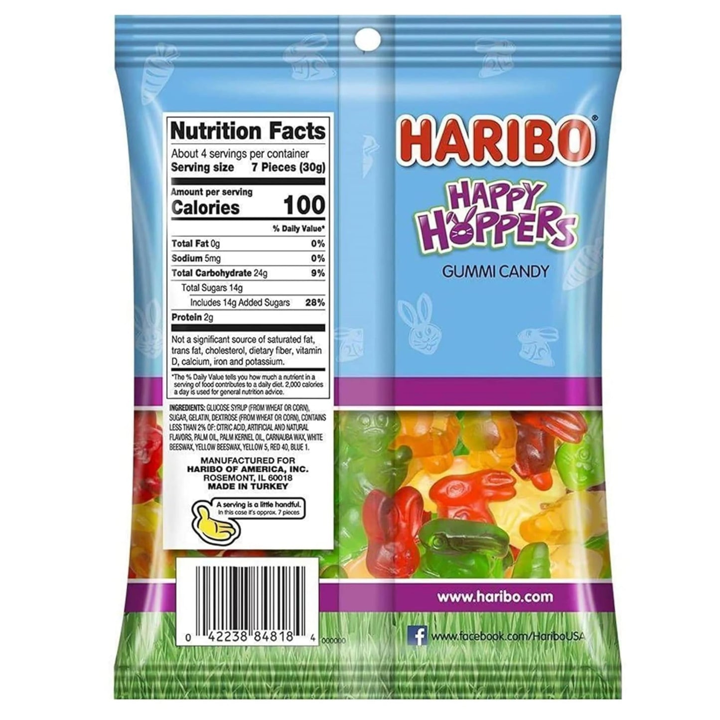Haribo Happy Hoppers Easter Gummies, Assorted Fruit Flavored Candy, Basket Stuffers, 4 Ounces (Pack of 3)