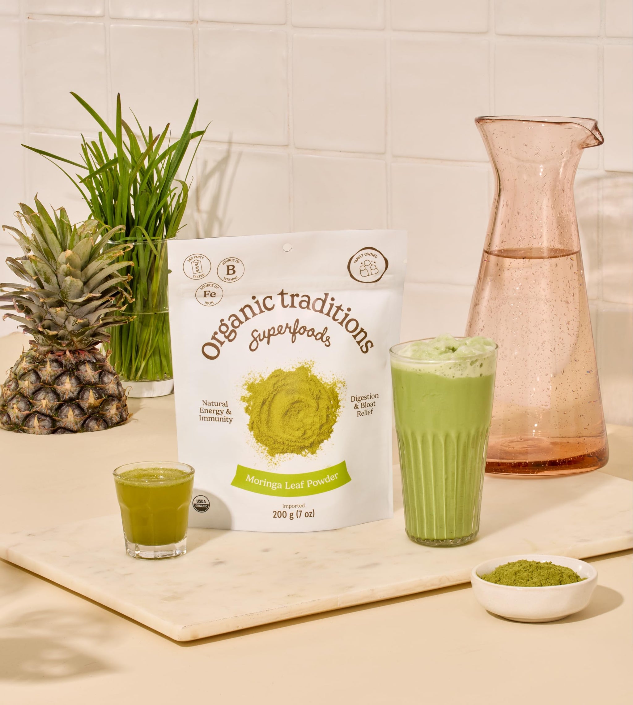 Organic Traditions Moringa Powder Organic, Green Superfood for Smoothies with Moringa Leaves, Rich in Natural Vitamins and Minerals, Traditionally
