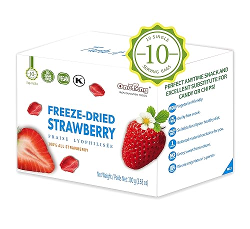 ONETANG Freeze-Dried Fruit Strawberry, 10 Pack Single-Serve Pack, Non GMO, Kosher, No Add Sugar, Gluten free, Vegan, Holiday Day Gifts, Healthy Snack