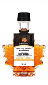 100% Pure Organic Maple Syrup - Premium Grade A - Quebec's Finest in Elegant Maple Leaf Bottle from Biodélices (1.69 Fl Oz (Pack of 1), Maple (CA